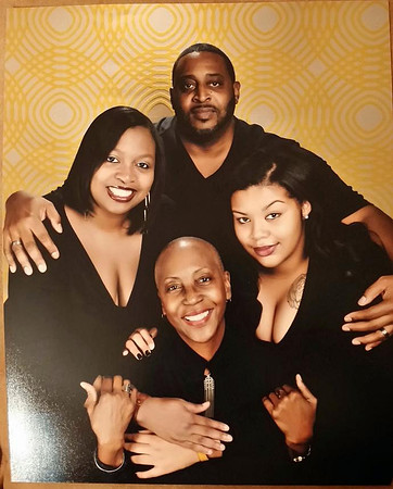 Jackie Harris with James, Jackie and Ajai on cruise